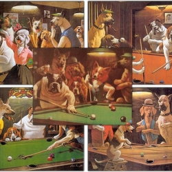 Plagát Biliard Dogs set 5ks